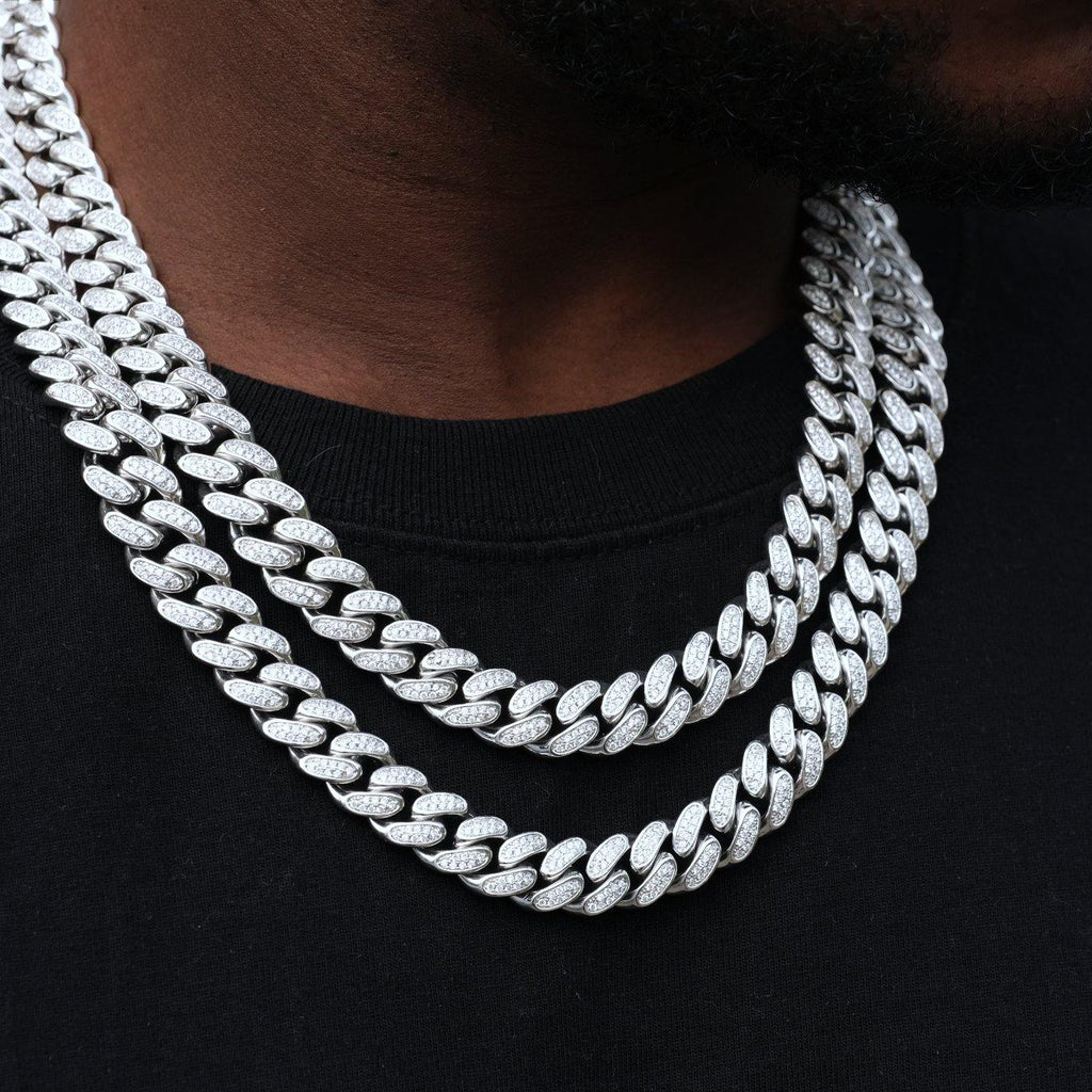 Guu online brand White gold 24 inch cuban link chain with vvs diamonds