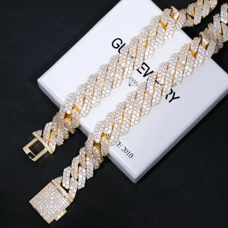 19mm 2-Row Iced Prong Cuban Chain In 18K Gold – The GUU Shop