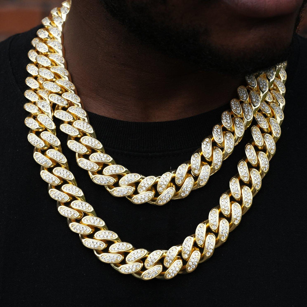 19mm Box Clasp Iced Cuban Link Chain in 18K Gold – The GUU Shop